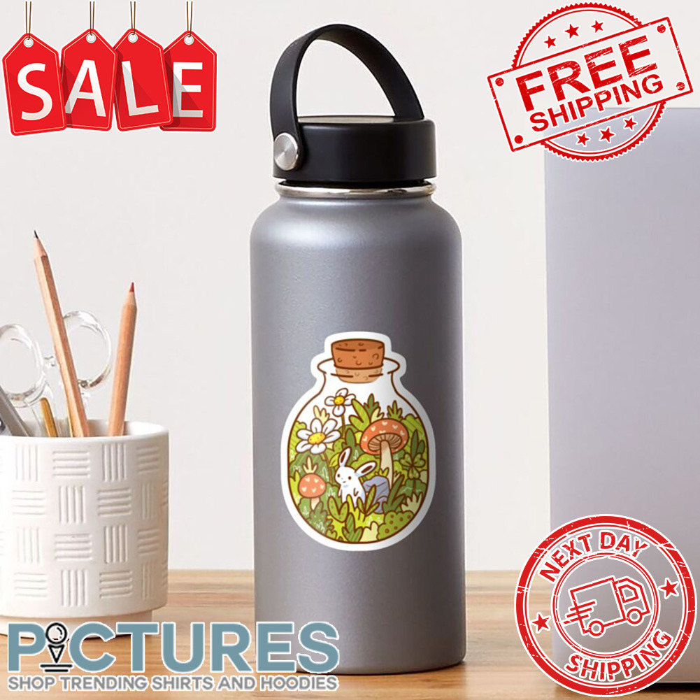 Bunny in a Floral Bottle Sticker