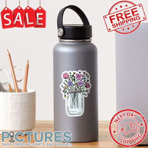Mason Jar with Flowers Sticker