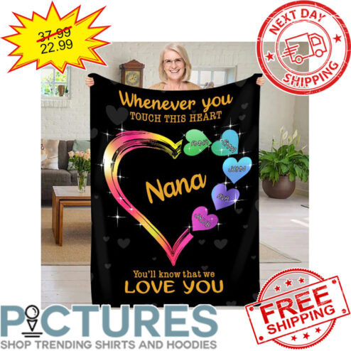 Personalized Whenever You Touch This Heart You'll Know That We Love You Custom Name Grandkids Mother's Day Blanket