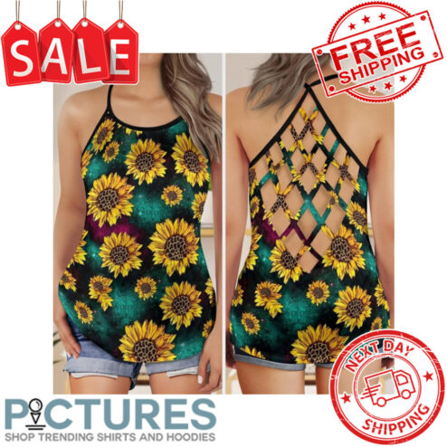 Sunflower Leopard Galaxy Criss Cross Open Back Tank