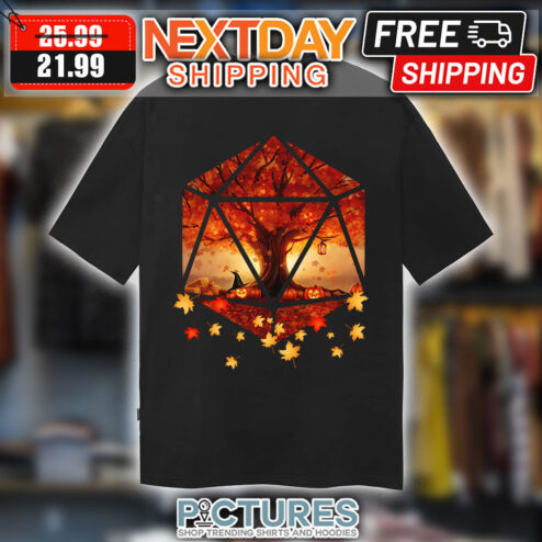 Autumn Maple tree D2O DnD dice Halloween shirt