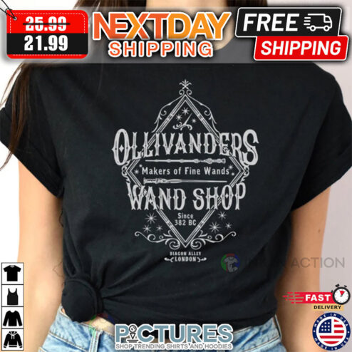 Harry Potter Ollivanders Makers Of Fine Wands Wand Shop Since 382 BC Diagon Alley London shirt
