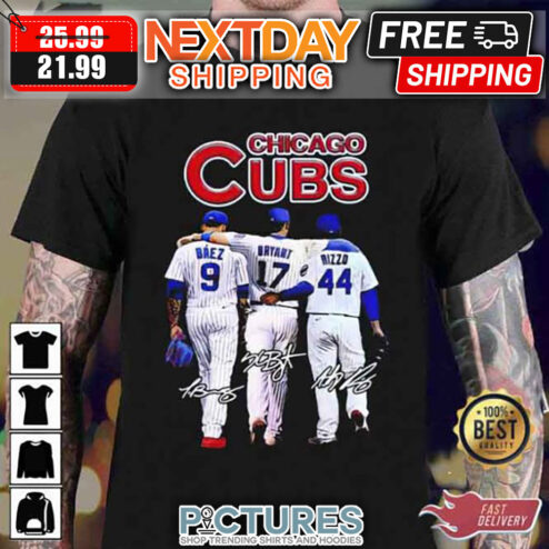 Chicago Cubs Javier Baez Kris Bryant Anthony Rizzo Signatures shirt