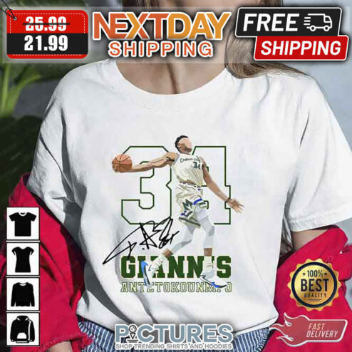 Giannis Antetokounmpo Dunk Milwaukee Bucks NBA shirt