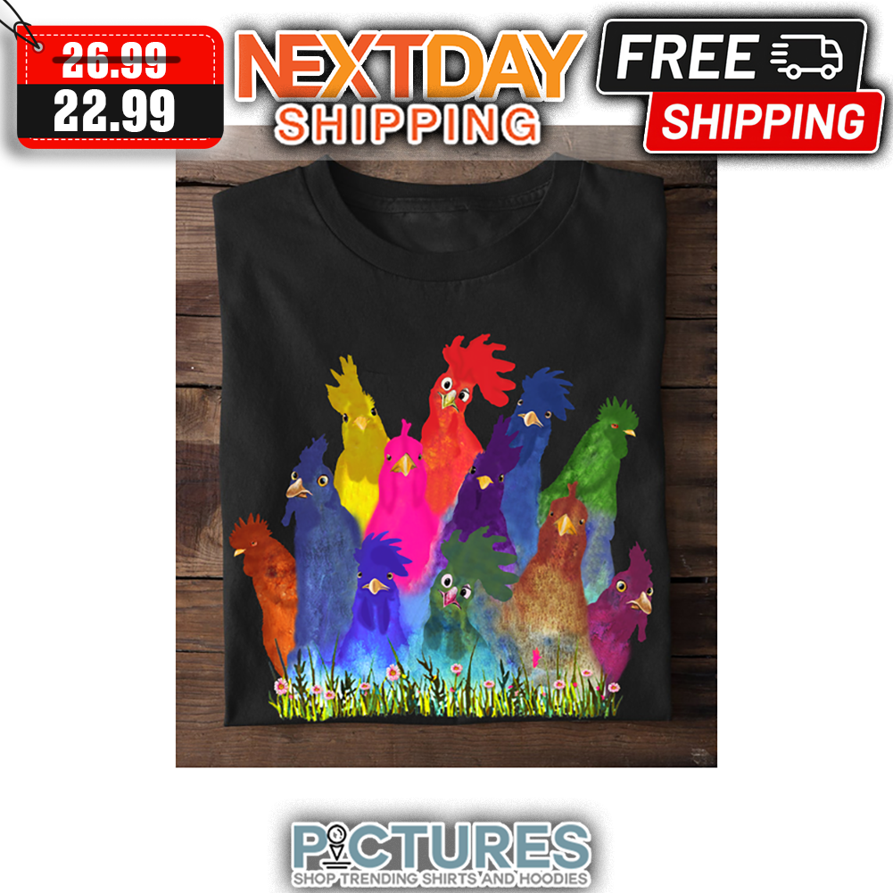 Chickens Floral Grass Watercolor shirt