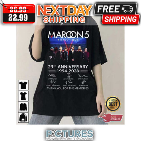 Maroon 5 World Tour 29th Anniversary 1994-2023 Thank You For The Memories shirt