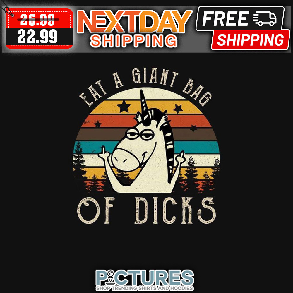 Unicorn Eat A Giant Bag Of Dicks Retro Sunset Vintage shirt
