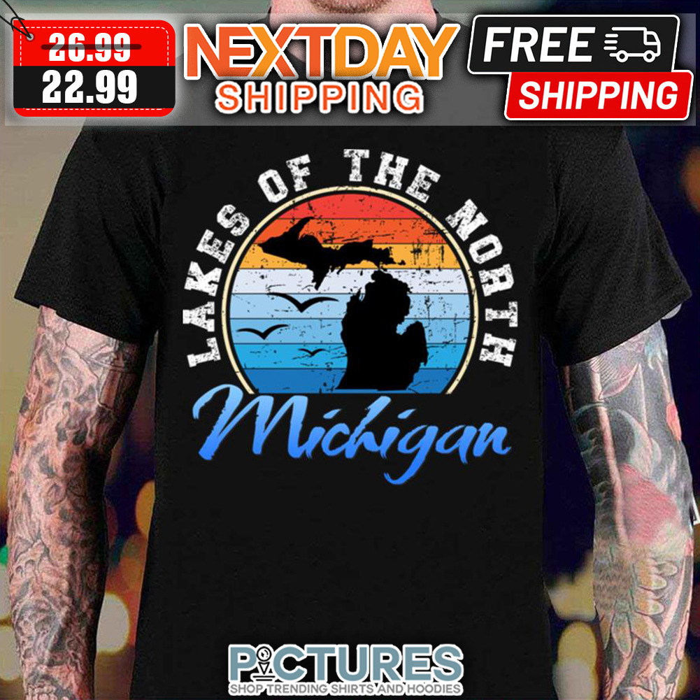 Lakes Of The North Michigan Retro Sunset Vintage shirt