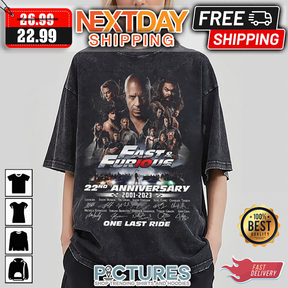 Fast And Furious Thank You For The Memories 22 Years Anniversary Characters Signatures shirt