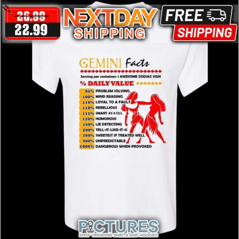 Gemini Facts Serving Per Container 1 Awesome Zodiac Sign ' Daily Value shirt