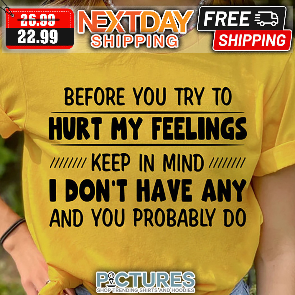 Before You Try To Hurt My Feelings Keep In Mind I Don't Have Any And You Probably Do shirt