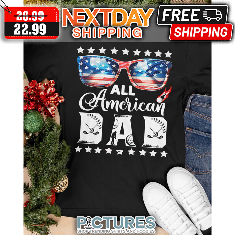 Glasses All American Dad Hockey American Flag Father's Day shirt