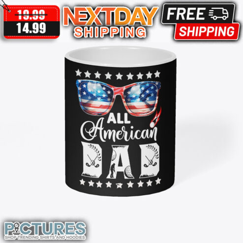 Glasses All American Dad Hockey American Flag Father's Day mug