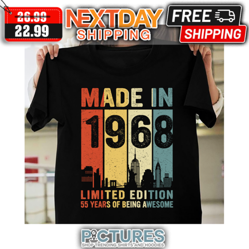 Made In 1968 Limited Edition 55 Years Of Being Awesome Retro Vintage shirt
