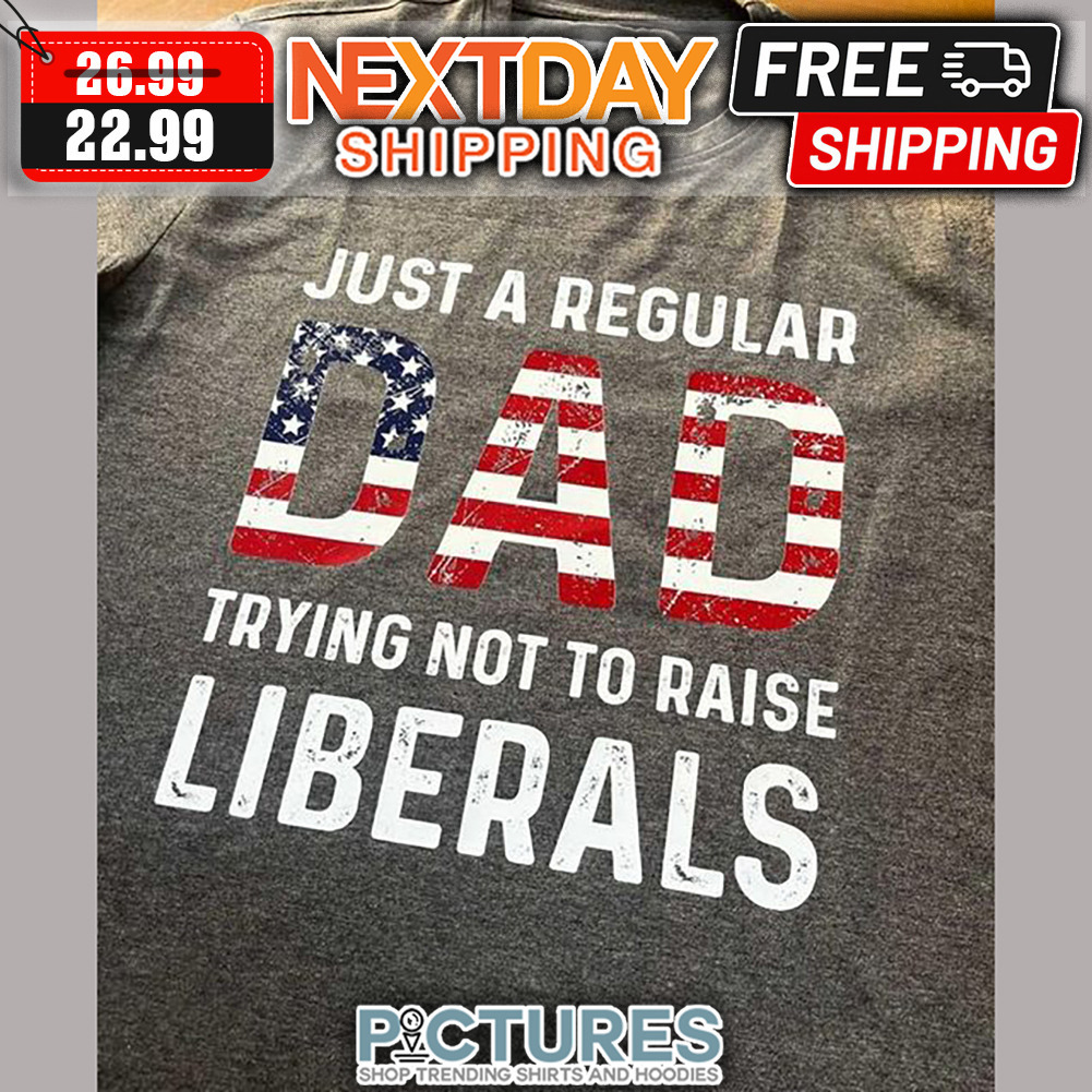Just A Regular Dad Trying Not To Raise Liberals American Flag Vintage shirt