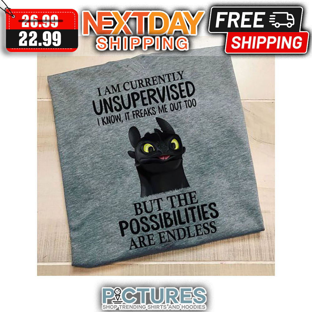 Toothless I Am Currently Unsupervised I Know It Freaks Me Out Too But The Possibilities Are Endless shirt