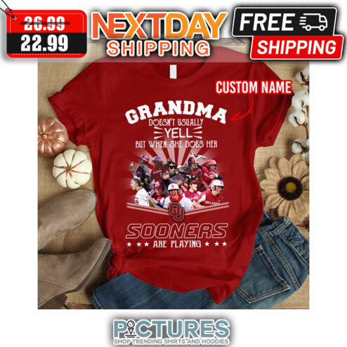 Personalized Grandma Doesn't Usually Yell But When She Does Her Sooners Are Playing shirt