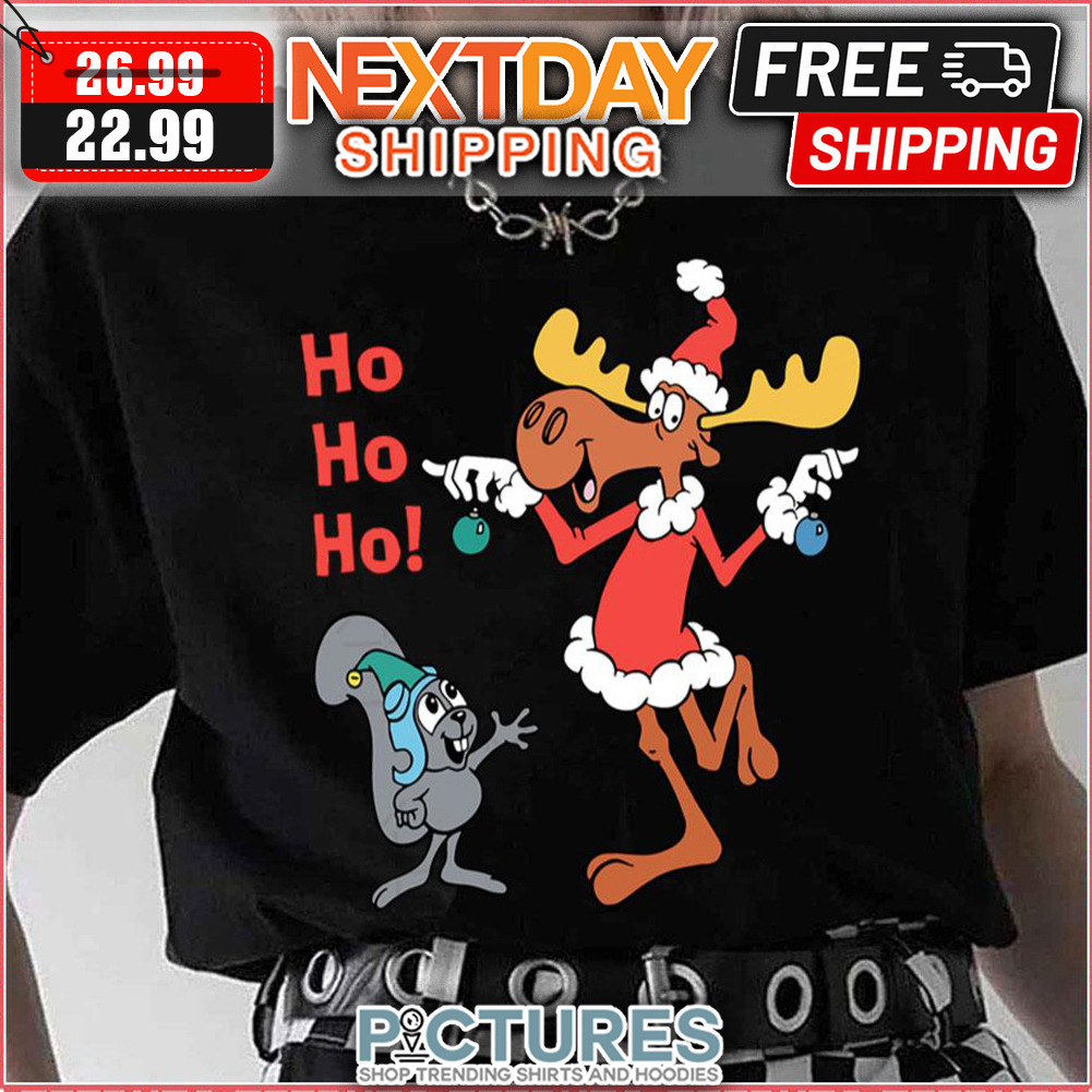 Santa With Baubles Rocky And Bullwinkle Ho Ho Ho shirt