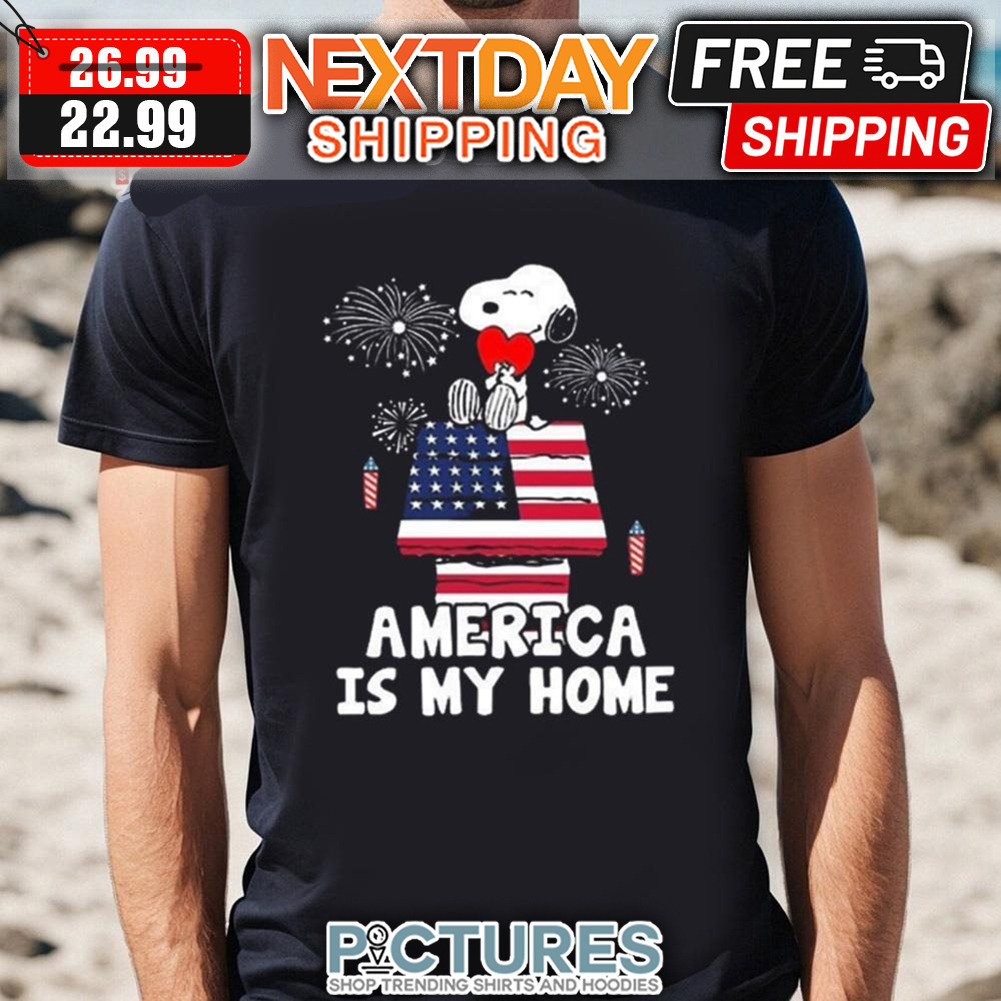 Snoopy Hug Heart Emerica Is My Home Funny 4th Of July Shirt