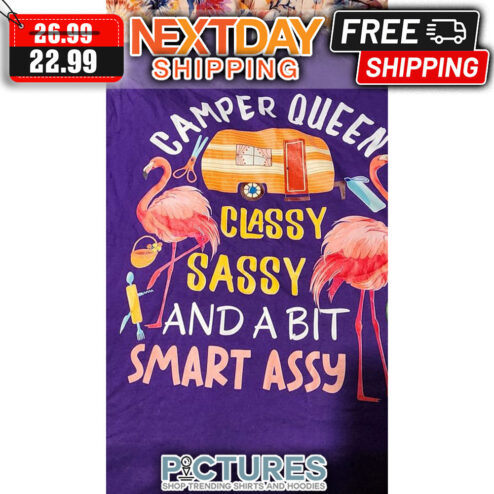 Flamingo Camper Queen Classy Sassy And A Bit Smart Assy shirt