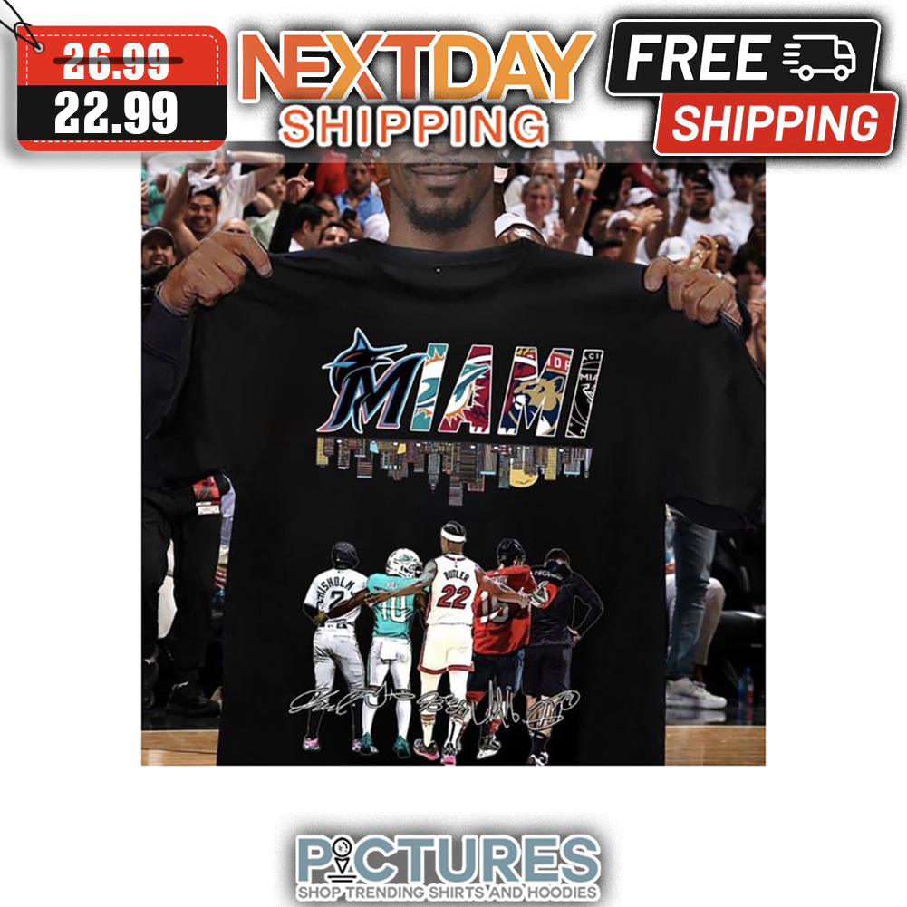 Miami Sport Teams Logo Players Signatures shirt