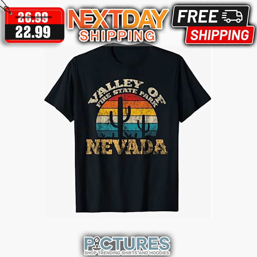Cactus Valley Of Fire State Park Nevada Retro Sunset Vintage shirt