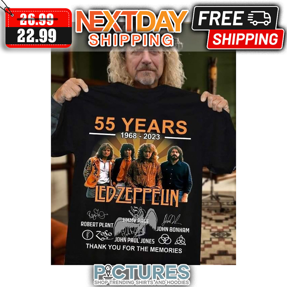 55 Years 1968-2023 Led-zeppelin Thank You For The Memories Sigantures shirt