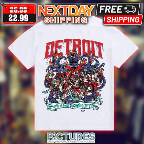 Detroit Red Wings Mascott Skeleton Player Art NHL Vintage shirt