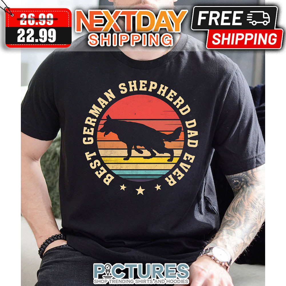 Best German Shepherd Dad Ever Retro Sunset Vintage shirt