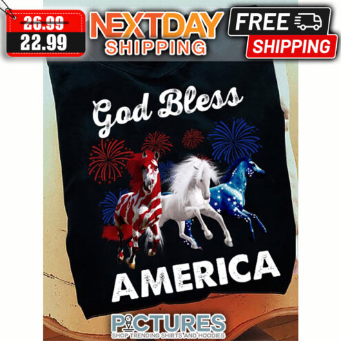 Horses God Bless American 4th Of July shirt