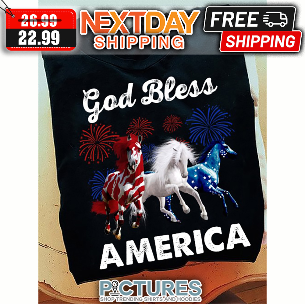 Horses God Bless American 4th Of July shirt