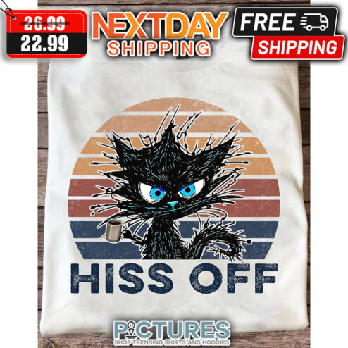 Black Cat Hiss Off Retro Sunset Vintage shirt