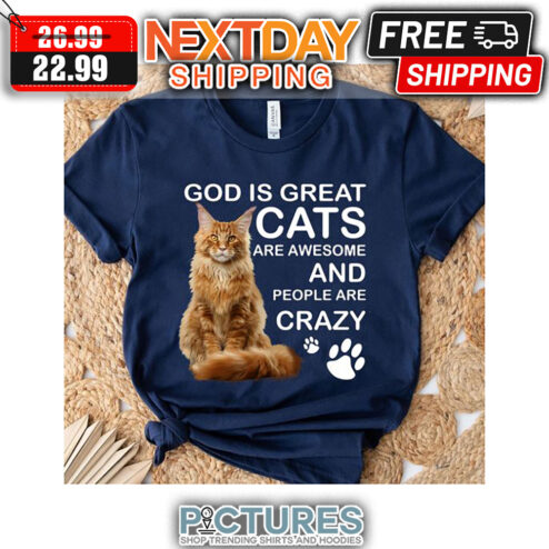 God Is Great Cats Are Awesome And People Are Crazy shirt