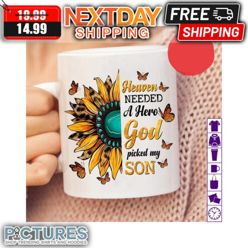 Sunflower Leopard Heaven Needed A Hero God Picked My Son mug
