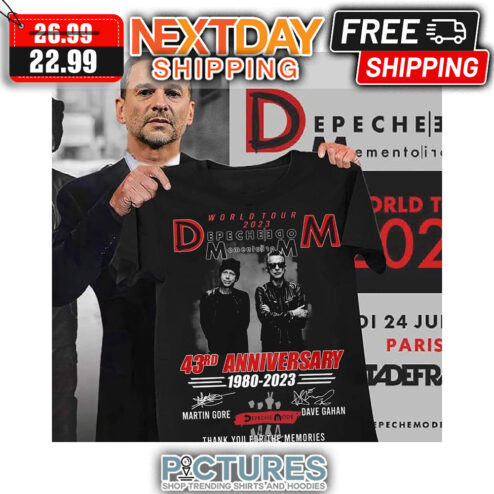 World Tour 2023 Depeche Mode 43ed Anniversary 1980-2023 Thank You For The Memories Signatures shirt