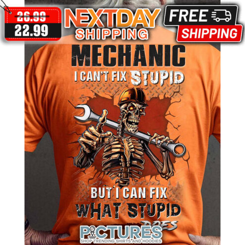 Skeleton Mechanic I Can't Fix Stupid But I Can Fix What Stupid Does Vintage shirt