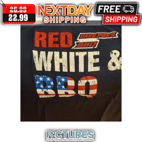 Red Dave Poe's BBQ White & BBQ American Flag Vintage shirt