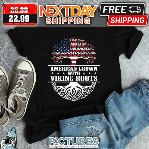 Tree Life American Grown With Viking Roots American Flag shirt