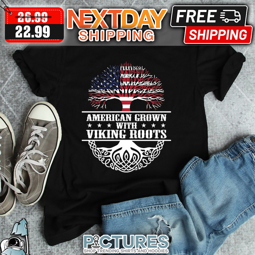 Tree Life American Grown With Viking Roots American Flag shirt