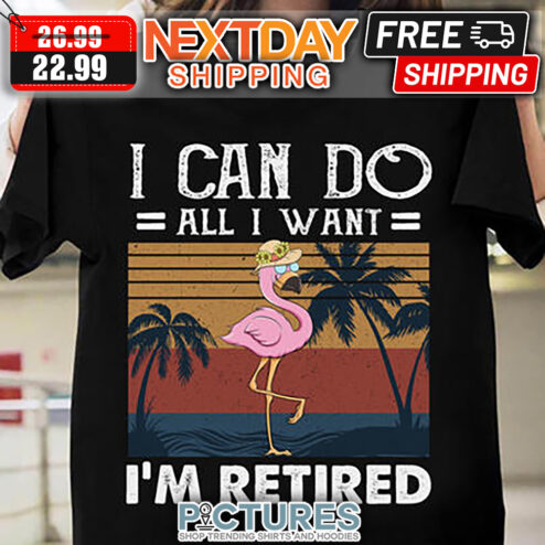 Flamingo I Can Do All I Want I'm Retired Retro Vintage shirt