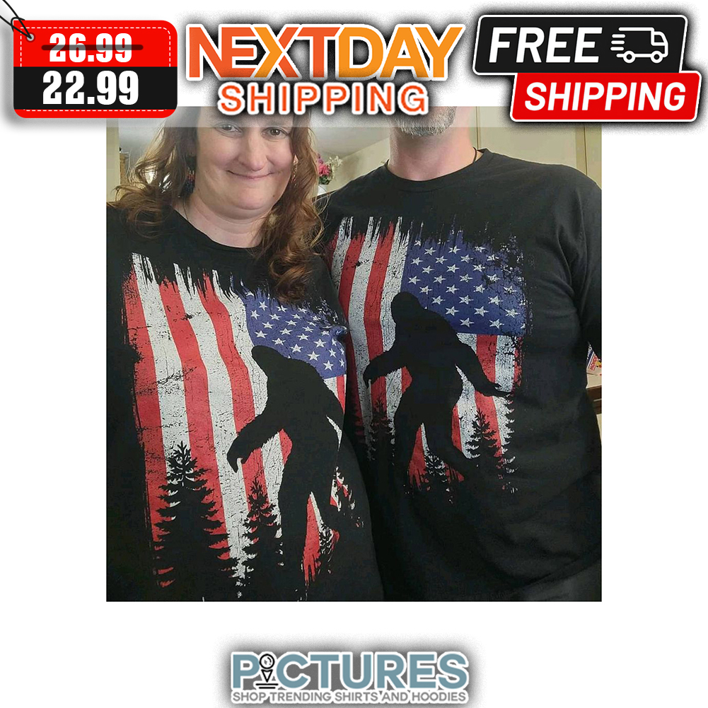 Bigfoot Forest American Flag Vintage shirt