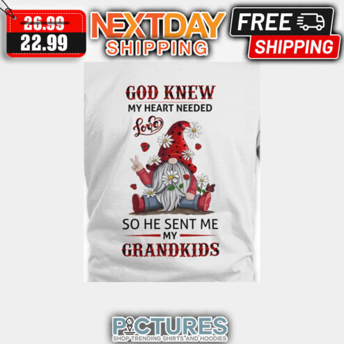 Gnome God Knew My Heart Needed Love So He Sent Me My Grandkids shirt