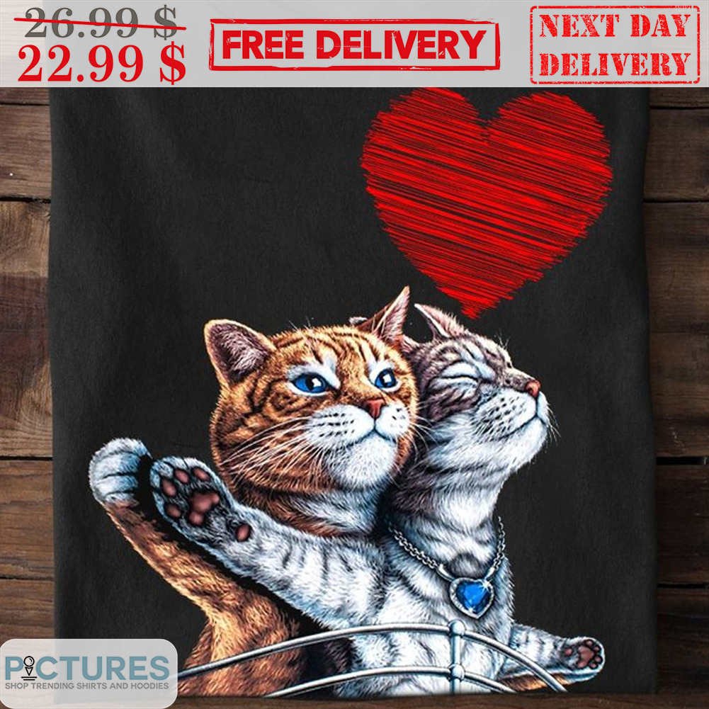Cat Titanic Romantic Heart Shirt