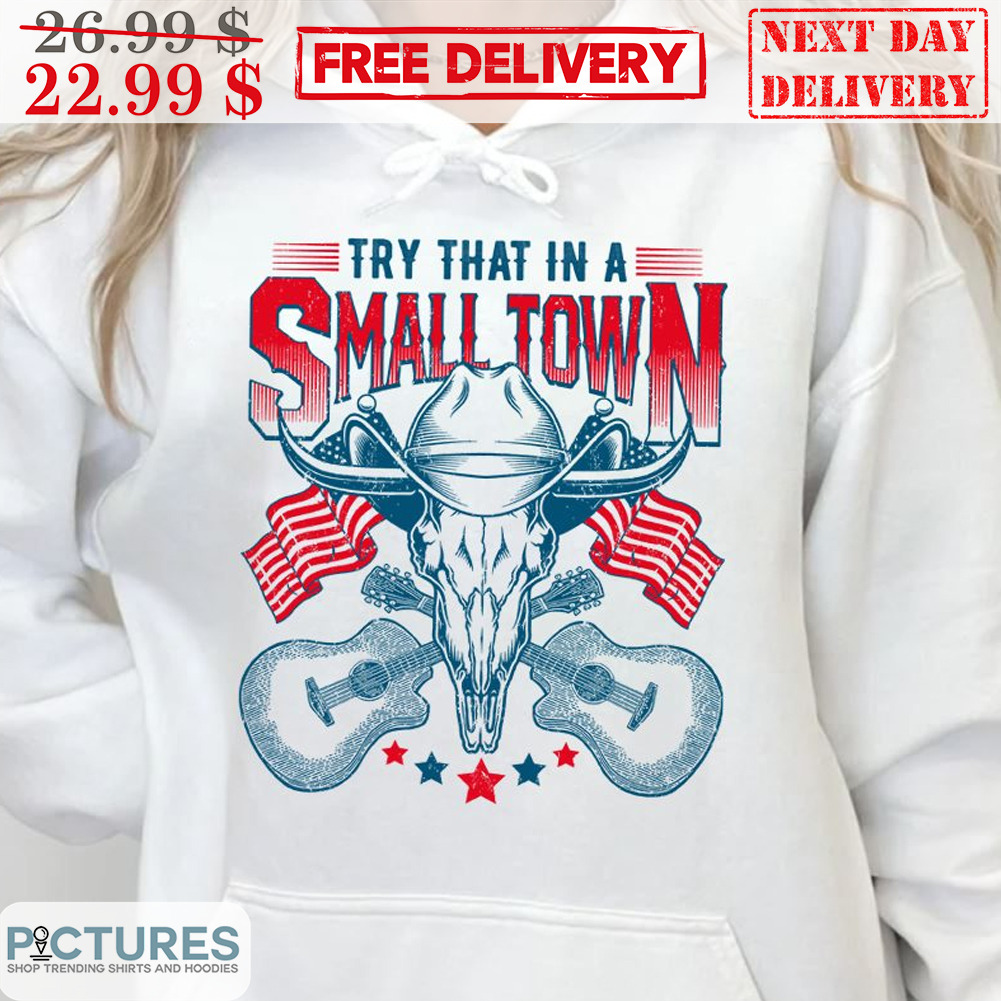 Cow Head And Guitar Try That In A Small Town Shirt