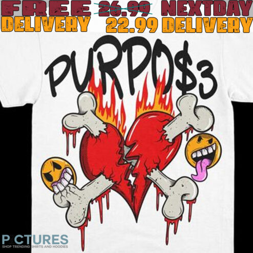 Purpo $3 Bones Heart Smiley Shirt