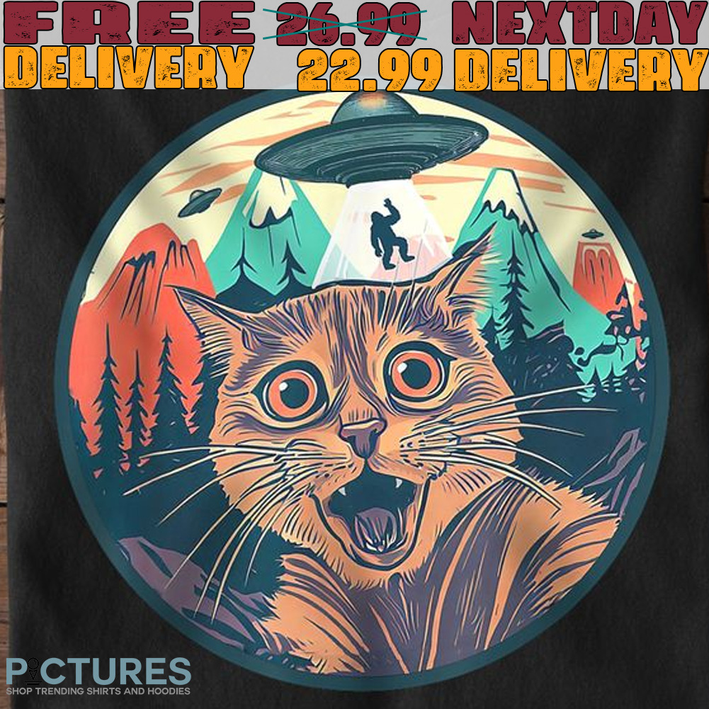 Alien Cat Selfie Vintage Ufo Shirt