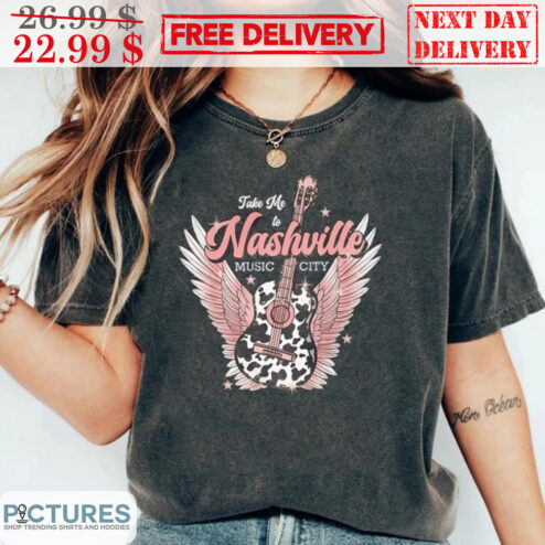 Take Me To Nashville Music City Guitar Wings Vintage Shirt