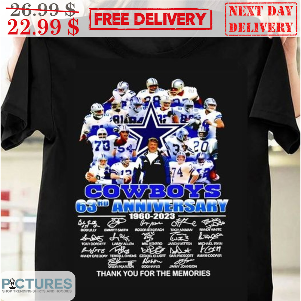 Dallas Cowboys 63rd Anniversary 1960-2023 Signature Thank You For The Memories Shirt