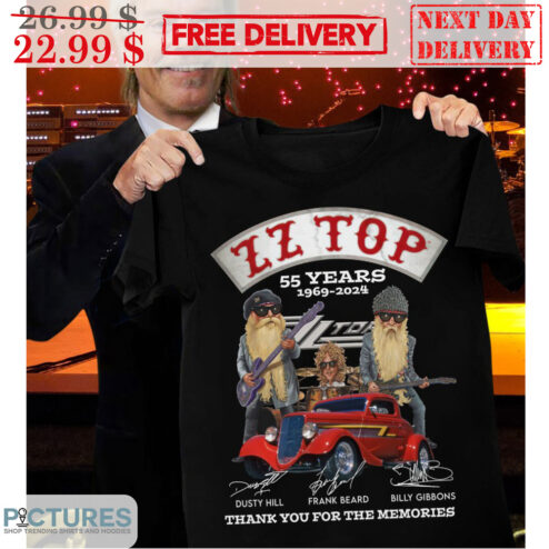 ZZ Top 55 Years 1969-2024 Dusty Hill Frank Beard Billy Gibbons Thank You For The Memories Shirt