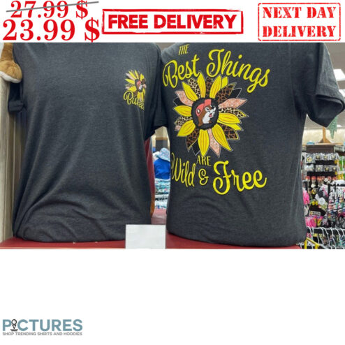 Buc Ee's The Best Things Are Wild & Free Sunflower Leopard Shirt